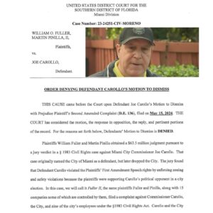 Billy Corben Instagram - #BREAKING: Federal Judge Federico Moreno DENIES Miami Commissioner Joe Carollo’s Motion to Dismiss new lawsuit against him by Little Havana business owners William Fuller and Martin Pinilla — whose properties include historic Calle Ocho nightclub Ball & Chain — for continuing to violate their constitutional rights since they won a $63.5 million corruption judgment against him last year #BecauseMiami @iamchristineking