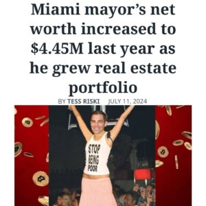 Billy Corben Instagram - #BREAKING: Miami Mayor Ponzi Postalita Francis Suarez’s net worth exploded to $4.45 million last year — from NEGATIVE $100,000 when he was first elected — by exploiting his public office for private profit #BecauseMiami 

When con man, imaginary coin salesman and real estate huckster Suarez first took public office as city commissioner in 2009, he reported a net worth of NEGATIVE $100,000. It’s now $4.45 million. Since elected mayor in 2017, his net worth has INCREASED OVER 1,800% — DOUBLING each year in 2021 and 2022.

In his first term as mayor, Suarez increased his personal net worth QUINTUPLED, from $245,015 to $1,338,551 between mid-2017 and the end of 2021.

On top of his $130,000  city compensation (package plus $1 million in security theater that takes police officers off the street to attend parties and fundraisers), the part time mayor has over 15 outside jobs, mostly in the real estate and tech sectors, riddled with conflicts of interest. 

They include a secret side hustle getting $10,000-a-month for “unknown services” from a Coconut Grove real estate developer accused of fraud — that is reportedly the subject of a bribery investigation by the FBI, IRS and SEC.