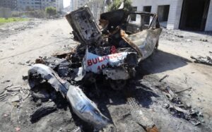 Bobbi Salvör Menuez Instagram - images of palestinian ambulances from recent months

imperialism & zionism rework the meanings of language to suite their colonial project, and to maintain their "justification" for decimation. 

what does political violence mean if not genocide - ongoing - daily hell beyond comprehension, impossibly far beyond the gut-wrench of witnessing the horror from afar. lived horror for thousands of people, most of whom are children - who are considered "terrorists" by fact of their being born in occupied Palestine, and wanting to live. 

and our elected officials give a standing ovation for their slaughter. 

feel this aching reality here, and our parts in it.
may the power of our collective grief, fury & capacity for joy guide us into collective liberation ❤️‍🔥
