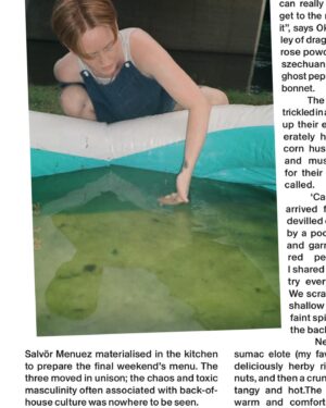 Bobbi Salvör Menuez Instagram - with my princes in @elephantmagazine 
from our @spiral_theory_test_kitchen residency / restaurant cosplay last summer 🥄🥄🥄

flattered & a lil surprised for the spiral vibe to be described as not chaotic ~~~ missing swimming in the river every day, dreaming in a big pile & feeding youuuuu

words @mekachu 
pics @christiandeathfonte