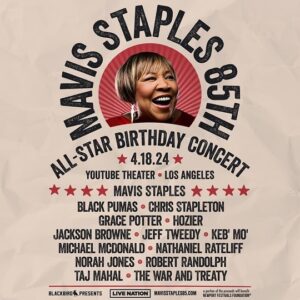 Bonnie Raitt Instagram - Happy 85th Birthday to my dear ‘big sis,’ @mavisstaples. I cherish every moment we’re together, including your incredible early birthday celebration in LA a couple of months ago. What a blast we had and what a lineup gathered in celebration to honor and adore YOU! Your irrepressible vitality and spirit shine through every song you sing, calling us to keep up the fight for equal rights, freedom and justice for all. You bring us all together in ways no one else can. I send my deep love and warm wishes for many more wonderful years to come. Hope to see you soon!..XX your ‘lil sis,’ Bonnie 

Photos by Taylor Hill / @taylorehill