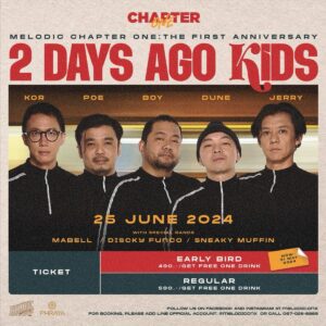 Boy Trai Bhumiratna Instagram - 25 JUNE : 2 DAYS AGO KIDS Live at 𝗠𝗘𝗟𝗢𝗗𝗜𝗖 𝗖𝗡𝗫  เชียงใหม่ @melodic.cnx  𝗠𝗘𝗟𝗢𝗗𝗜𝗖 𝗖𝗛𝗔𝗣𝗧𝗘𝗥 𝗢𝗡𝗘 : 𝙏𝙃𝙀 𝙁𝙄𝙍𝙎𝙏 𝘼𝙉𝙉𝙄𝙑𝙀𝙍𝙎𝘼𝙍𝙔 ♡

ครบรอบ 1 ปี แล้วกับ 𝗠𝗘𝗟𝗢𝗗𝗜𝗖 𝗖𝗡𝗫 
ที่ได้ร่วมสนุกด้วยกันมา

แน่นอนว่าพวกเรามีเซอร์ไพรส์มาให้เพื่อนๆ อีกเช่นเคย 
กับวงดนตรีป็อปสุดอินดี้ตัวตึงแห่งยุค 2000 เจ้าของเพลงฮิต
ตลอดกาลอย่าง กลับมา, ฉันไม่รู้จะรักเธอนานเท่าไหร่ 

มาเจอกันพวกเด็กเมื่อวานซืน กับ “𝟮 𝗗𝗮𝘆𝘀 𝗔𝗴𝗼 𝗞𝗶𝗱𝘀” 
วงที่ตรงรุ่นสุดๆ สำหรับชาว Melodic

📍25.06.2024
📍Early Bird 490.- จากราคาปกติ 590.- 
(วันนี้ - 31.05.2024)

Melody Meetup Times !

19.00-20.00 : Mabell
20.30-21.30 : Discky Funco
22.00-23.00 : Sneaky Muffin
23.30- Till late : 𝟮 𝗗𝗮𝘆𝘀 𝗔𝗴𝗼 𝗞𝗶𝗱𝘀

📍ซื้อบัตรเข้างานได้ทาง 
LINE Official : MelodicCNX
(รับจองเฉพาะทางไลน์เท่านั้น)

#Melodic #MelodicCNX #MelodicMusicBar #MelodicChapterOne