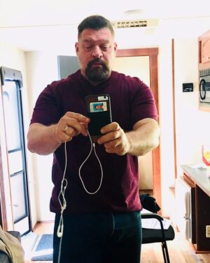 Brad William Henke Instagram - Another selfie from a trailer - I think this is my first filter - so glad to  be working - great script - character - director - producers - actors - all super cool 😎- I’m very happy 😃. More details to come 🎥