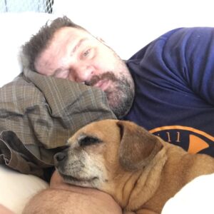 Brad William Henke Instagram - I have a terrible ear infection and headache - but Mr. Pugglez is taking care of me 🙏🏽