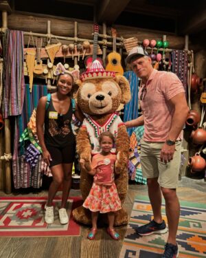 Brandi Runnels Instagram - Finally met my Duffy Bear 🥰❤️ He was in a sombrero for some reason, but he was legendary in that sombrero. Tokyo DisneySea is still one of my favorite Disney parks ever. So thrilled we got to share it all with Libby this time. (My Duffy merch haul is impressive by the way...and I have entered my LinaBell Era)