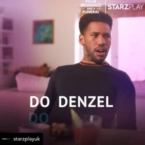 Brandon Mychal Smith Instagram - #FourWeddingsAndAFuneral 
All episodes streaming now !!! Send me your best Denzel impression!!! 🔥🔥
@starzplayuk #UnitedKingdom 
#DoDenzel #DenzelWashington #bingewatching