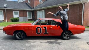 Brandon Quinn Instagram - I was obsessed with ‘The Dukes of Hazzard’ when I was a kid. I loved that show. So much so, I had my mom make me a ‘Dukes of Hazzard’ cake for my 10th birthday (I tried to find the picture but sadly no luck). Needless to say, when this relic rolled by as we were filming, it was a nostalgic show stopper… It also happens to be one of the few remaining General Lee’s out there and is signed by the entire cast and several of the directors from the show.  The owner was kind enough to give me the cars history and let me commandeer his ride for a moment ❤️