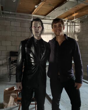 Brenton Thwaites Instagram - Titans flashback BTS. 
1. me and a my demon mate aka @therealjosephmorgan 
2. Me taking every moment to practice. On a highway. In the middle of Pickering, ON. 
3. Finale fight scene. ‘One more’. I’m giving the finger to the world. Well…to my make-up artist who is asking me to get up. 
4. Glue check. Fun fact. Tears made the mask come off in ‘the good take’ and that became the take. Acting over mask-neatness. 💪🏽
5. Having fun with @mameanna_diop Starfire. 

Missing this show. Missing my titans. Grateful for the show. What a time!
