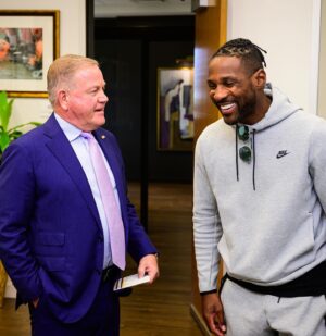 Brian Kelly Instagram - One of the greatest ever is back home. The Legend @realpatrickpeterson