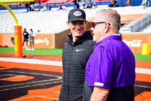 Brian Kelly Instagram - Great getting down to Mobile to check in on Charles and Jordan at the Senior Bowl and talk about all our guys preparing for the draft