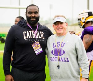 Brian Kelly Instagram - Great to have Bennie visit us! No. 18 spent six years in the NFL and is now a high school coach.