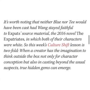 Brian Tee Instagram - THIS... an article so incredibly poignant to @sarayublue and I's lived experiences in this industry. My love to @thumbelulu the muse, that gave us the opportunity to finally shine. And grateful to @therebeccasun for such an incredible piece. Here are some excerpts from the article and catch #Expats @primevideo