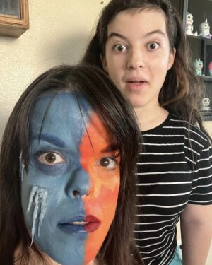 Briana Renee Instagram - Leiana is such an amazing artist, and I am just her canvas 🎨 🔥{Heat Miser} ❄️ {Snow Miser} 
Maverick is super impressed by her talent 💙 #mua