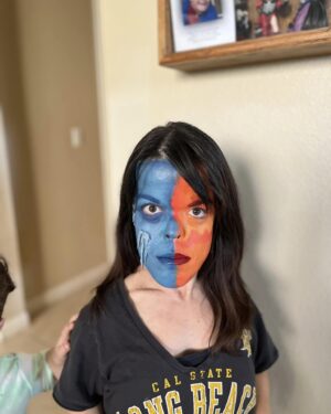 Briana Renee Instagram - Leiana is such an amazing artist, and I am just her canvas 🎨 🔥{Heat Miser} ❄️ {Snow Miser} 
Maverick is super impressed by her talent 💙 #mua