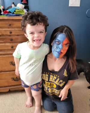 Briana Renee Instagram - Leiana is such an amazing artist, and I am just her canvas 🎨 🔥{Heat Miser} ❄️ {Snow Miser} 
Maverick is super impressed by her talent 💙 #mua