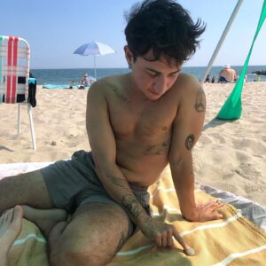 Brigette Lundy-Paine Instagram - sam at the beach the artist at home