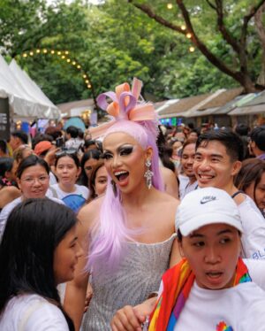 Brigiding Instagram - I feel so much alive! What colorful and vibrant Pride march QC. Thank you so much for showing up despite the unforgiving weather. 
I wanna apologise to those who waited long for the performances, babawi kami sainyo! 
Always remember our protest never stops in one venue. Patuloy lang ang laban.

Thank you also @proctergamble for inviting the @divinedivasph to grace your Pride float. 

#happypride 🏳️‍🌈🏳️‍⚧️✨

photo: @jilson.tiu