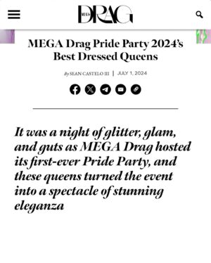 Brigiding Instagram - Congratulations @megadragph 🏳️‍🌈 The first Mega Drag Pride Party was a night to remember! Thank you for your continuous effort in uplifting the art of drag in the Philippines. 

My daughters @bomba.ding and @felicia.ding_ from the HOUSE OF DING also won the lipsync drag battle royale! Drag is alive! Lets continue to celebrate pride, solidarity, sisterhood and protest all year round! ❤️👑🏳️‍🌈