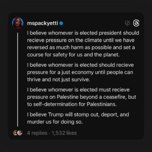 Brittany Packnett Instagram - this I believe, #election edition.

late post but relevant: many things are true this election. and plenty of people are telling you what to do, say and believe. I promise to do my best to use I statements and be transparent when I use them. 

this is what I had the day I posted it, and what I still got today. 

98 days. Let’s go.