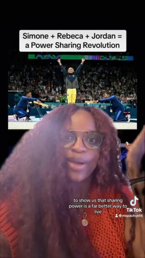 Brittany Packnett Instagram - Look at these Black girl champions teaching us how to be excellent *and* share power for a just world. 

Class is in session! 🏅✊🏾

Thank you @jordanchiles, @rebecarandrade & @simonebiles for being champions of our hearts and the futures we deserve 🫶🏾🫶🏾🫶🏾. We love you real big!!!

#Olympics #SimoneBiles #RebecaAndrade #JordanChiles #BlackHistory #Power #Community
