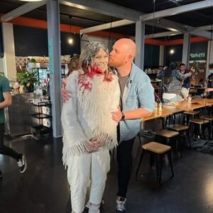 Broden Kelly Instagram - Tonight's episode of #auntydonnascoffeecafe marks the first screen time between my partner Annie and I. Here she is pictured before getting into costume.
Photo credit: @elaweee