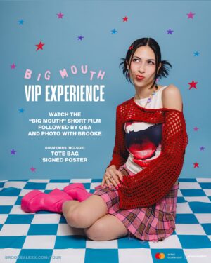 Brooke Alexx Instagram - The “Younger Guys” music video is out! And guess what?? I’m going on my VERY FIRST HEADLINE TOUR 😭😭 this fall, I’m bringing my Big Mouth to 15 cities across North America so we can scream these songs together!!! General on sale begins Friday, July 19 at 8am PT / 10am CT / 11am ET 🎟️

⭐️ Vinyl purchasers will receive a special code for first access to tickets TOMORROW morning at 10am local time

⭐️ If you’re not into vinyl but still want presale tix, there’s one last code on my website you might want to crack ;)

#MastercardAmbassador #ArtistAccelerator