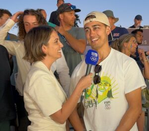 Brooke Boney Instagram - These people are the best of us. Haven’t stopped crying. What a moment. What a legend. Kai and Saya. Showing us all what’s possible 💚💛💚💛🇫🇷🥇Olympic Games #Paris2024 live and free on @Channel9 and @9Now