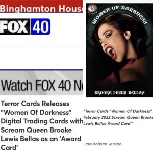 Brooke Lewis Bellas Instagram - FOX40- TERROR CARDS RELEASES “WOMEN OF DARKNESS” DIGITAL TRADING CARDS WITH SCREAM QUEEN BROOKE LEWIS BELLAS AS AN ‘AWARD CARD’
I am humbled & honored to share, as #february #womeninhorrormonth approaches, @terrorcardz #terrorcards releases “Women Of Darkness”#womenofdarkness #digital #digitalart #tradingcards & I am an #award #card #offering in this set🎴 #screamqueen #brookelewisbellas ❤️☠️ Thank you @wicztv #fox for sharing our news & thank you @womenofdarkness2015 for nominating me at Terror Cards 2022❤️I hope to make you & the team proud❤️🎴 This February #tradingcards set features 16 #womeninhorror #screamqueens & you must #collect #8-14 to obtain my award card❤️ Join the app and start collecting #free 🙌, then you can work your way up to purchasing our sets throughout the month of February❤️ Terror Cards went digital in 2017 & users have collected over 3.5 million cards since! This set is fully confidential, so I do not even know who is with me, but I want to wish a congrats to all these #horror #women ❤️☠️🍾🥂
www.TerrorCards.com
#actress #gamers #collectibles #memorabilia #horrorfans #wihm #horrorcollector #horrorlover #horrorlife #horrornerd 💋