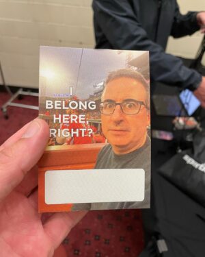 Brooks Wheelan Instagram - New John Oliver tour credentials. We’re legit now.