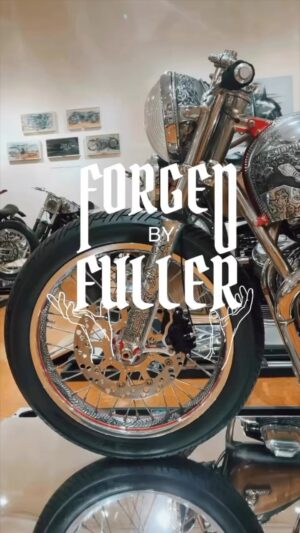 Bryan Fuller Instagram - The @haasmotomuseum made this really cool video about our #shogunmotorcycle with #engraving by @tarrera1 and art by @mistertotem2 !! Can’t wait to see this girl again with so many other #fullermoto projects!  Big thanks to the #haasmotomuseum for loaning it to us for the #ForgedbyFuller exhibit coming up Aug - Dec Link in Bio.
