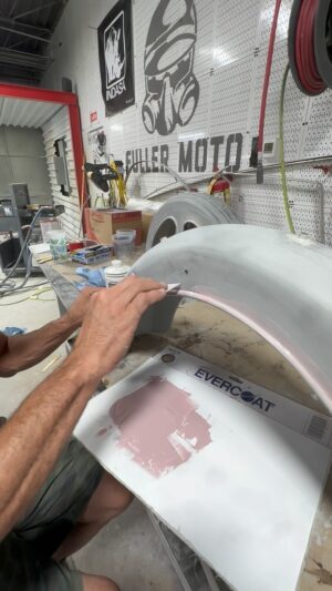 Bryan Fuller Instagram - Smoothing out side fenders over the holiday for the R18 BMW were about to assemble!  Here’s a little tip to make smoothing out small areas easier.  Can’t wait to shoot some black on it this week!