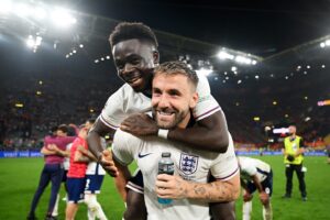 Bukayo Saka Instagram - This team! Book your flights people…we’re in the final !!