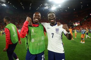 Bukayo Saka Instagram - This team! Book your flights people…we’re in the final !!