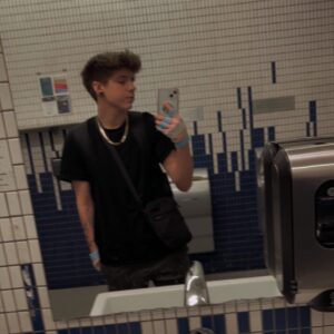 Camden Gray Instagram - // Blurry college bathroom pic 😗🖤 #collegelife