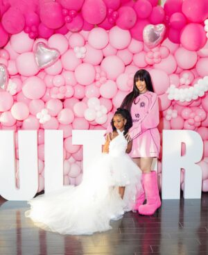 Cardi B Instagram - Happy birthday to my beautiful, gentle, amazing daughter… Not only are you  growing up on me but I’m growing up with you cause I learned sooo much by just being your mom 

Thank you @mattyboy90 X @chromeheartsofficial for this beautiful dress …. @offsetyrn you did that lol 

And thank you @hecjets for makin the impossible possible for this trip …not only did we have the best jet experience..we almost ain’t made it but yall made it HAPPEN!!!