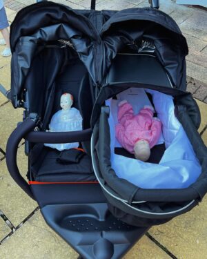 Carley Stenson Instagram - Absolutely LOVE my @outnabout_official #nipperpram #pram 
Made life so much easier with #2babies2ages 

I was worries it would be hard to move and heavy. It it really is a nipper so light and easy and Skyes dolls love it too ❤️❤️💙💙

Thankyou @mumandme_app for introducing me to this..#mummy can get out and about in a nip by myself x eek
