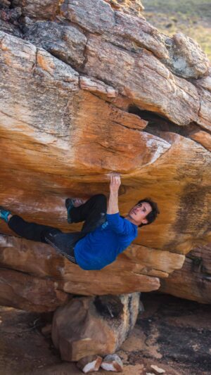 Carlo Traversi Instagram - Sky V12/13/14?  When the mid-Summer temps 🥵 roll into the Northern Hemisphere it’s hard to not wish I was climbing some nice blocs in South Africa but it just wasn’t in the cards this year.  Cool to see all the photos and videos popping up from this season, so I figured I’d pull this one out of the archives.  Never thought I’d do this problem due to the massive first reach but a double clutch to the crimp provided a path forward.  There’s always a way.  @blackdiamond @blackdiamond_climb @theboulderfield @frictionlabs