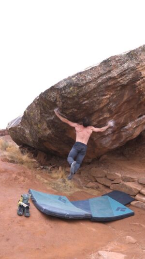 Carlo Traversi Instagram - I've always enjoyed pushing myself in bouldering, especially on climbs that are not my style.  While I tend to do well with dynamic climbing, Booka Booka Booka, a V13 in Moe's Valley, has this massive span move on it that's at the absolute limit of my reach.  It would have been easy to write it off and find something better suited to me, but instead it became this ideal space for me to explore my abilities at the absolute limit of my physical constraints.  Everything had to line up perfectly for a send and usually those are the most worthwhile.