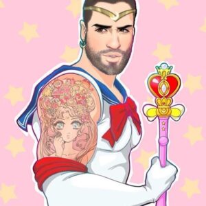 Carlo Villarreal Instagram - Guauuu!!!’ 💖💕👏💖💕👏💖✨🌙 Gracias @aqua_furlong 😭🙈💖 ✌️💕✨ #sailormoon #tattoo #drawing #kawaii #genderbender #geek #anime