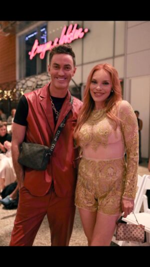 Carmit Bachar Instagram - Tonight was a movie 🎥 supporting the @celestinocouture designers Sergio & Kade in the middle of New York’s bustling @timessquarenyc for @theartmeso. 

Speechless at your talent gentleman - every look is truly a work of art and yes you already know our girl Carmit is wearing a full custom one of a kind piece. 

#NYFW #friday #tgif #fashion