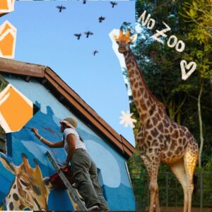 Carol Wang Instagram - Fiz meu primeiro quadro em 2001 depois de ter visto girafas pela primeira vez ✨🦒 A Carolzinha não acreditaria que a Carolzona faria tanta arte por ai, principalmente juntos com as próprias Girafas 🎨 
.
📍 @zoosaopaulo