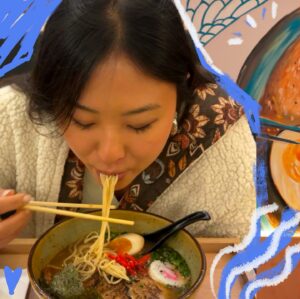 Carol Wang Instagram - Mural finalizado inspirado no prato japones mais gostoso: 🍜🩵✨ ramen :) 
.
📍 @kaoriramenya - Sorocaba / SP
.
#arte #mural #graffiti #illustracao #pintura #ramen #lamen #restaurante