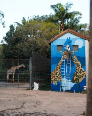 Carol Wang Instagram - Arte em andamento aqui na casa das Girafas 🦒✨ em breve aqui no @zoosaopaulo 🎨