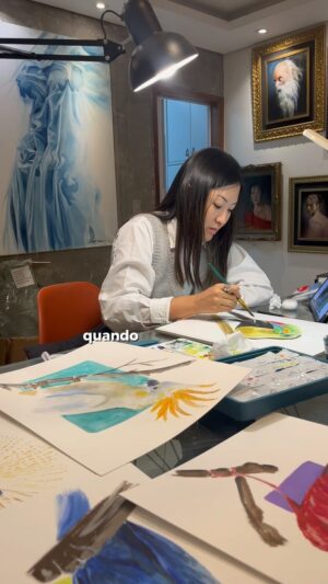Carol Wang Instagram - Você pinta todo dia ? 🎨 Conversa e Desenha 🫶🏻 
.
.
#arte #desenho #pintura
