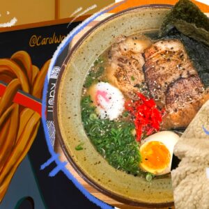 Carol Wang Instagram - Mural finalizado inspirado no prato japones mais gostoso: 🍜🩵✨ ramen :) 
.
📍 @kaoriramenya - Sorocaba / SP
.
#arte #mural #graffiti #illustracao #pintura #ramen #lamen #restaurante