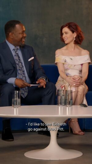 Carrie Preston Instagram - Conversations Between Stars (Elsbeth’s Version) 🌟 Play along and write your dream #Elsbeth guest star in the comments. #TVShow #TV #MichaelEmerson #BradPitt #JessicaChastain #DenzelWashington