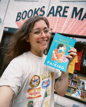 Casey McQuiston Instagram - pov: you’re watching me get increasingly sweaty as i sign stock all over brooklyn and queens 

great news for people who want to preorder THE PAIRING: we still have some stock left for signed/personalized preorders through @strandbookstore until august 5! aaand i’ll have signed books on sale at @therippedbodice bk, both @booksaremagicbk locations, @wordbookstores greenpoint, @astoriabookshop, and @bookculturelic next week! you can preorder now for shipping or local pickup.