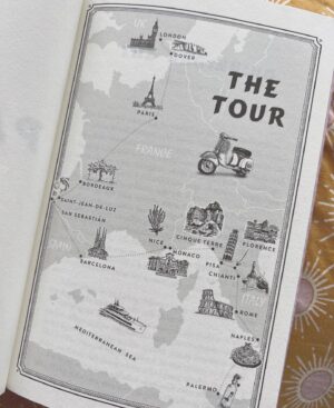 Casey McQuiston Instagram - did you know THE PAIRING has a MAP in it!!!

i have always dreamed of having a book with a map and now i do!!! my team & i wanted to include as many wonderful little details in the packaging as possible and one of them is this geographic guide to the tour, with special illustrations by illustrator Rhys Davies. so many little nods to moments in the book here (especially the message in a bottle, IYKYK). isn’t she gorgeous??