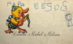 Cecilia Milone Instagram - 29 de octubre de 1973.
Mi papá cumplía, ese día, 36 años.
Yo tenía 4 años y escribí la primera tarjeta de mi vida. 😃