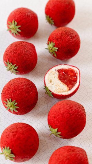 Cédric Grolet Instagram - Un fraisier en forme de 🍓 pour le #meurice #cedricgrolet ❤️